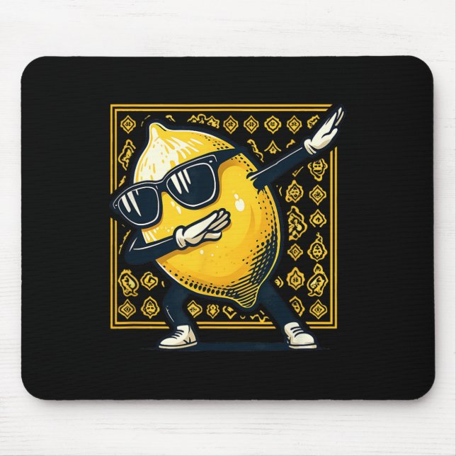 Funny Dab Lemon Dancing Dabbing Retro Frucht Mousepad (Vorne)