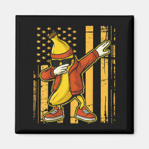 Funny Dabbing Banana Cool Frucht Dab American Flag Magnet