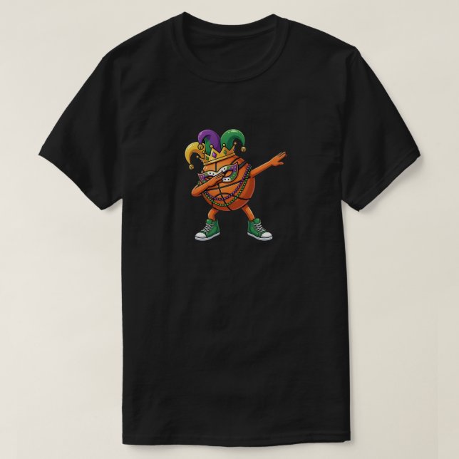 Funny Dabbing Basketball Ball Mardi Gras Jester  T-Shirt (Design vorne)