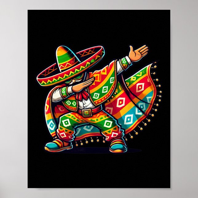 Funny Dabbing Boys Mexican Poncho Cinco De Mayo Poster (Vorne)