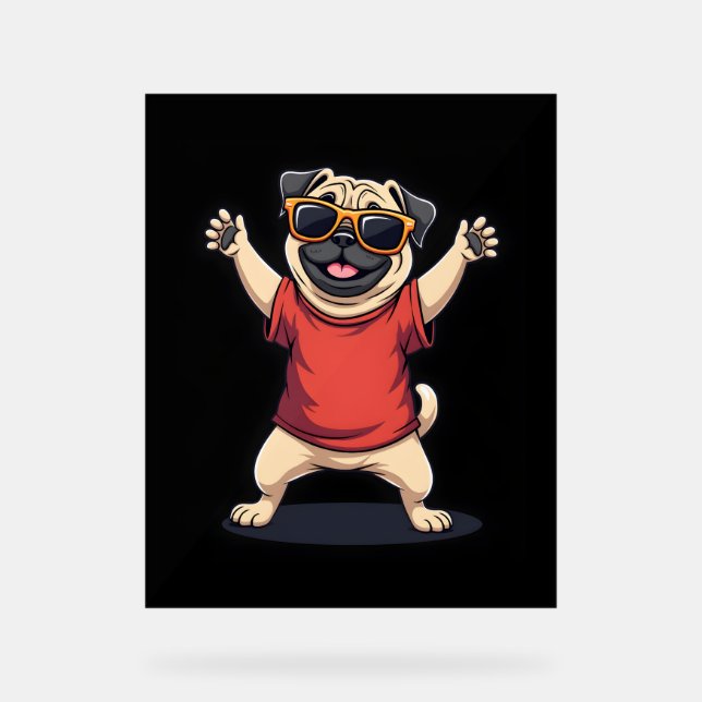 Funny Dabbing Dab Mops Hunde Tiere Tanz Tier Welpe Acrylschild (Vorderseite)