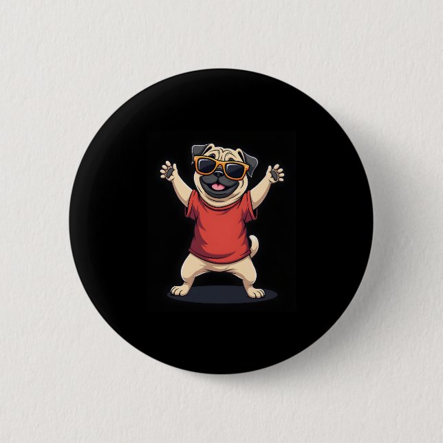 Funny Dabbing Dab Mops Hunde Tiere Tanz Tier Welpe Button (Vorderseite)