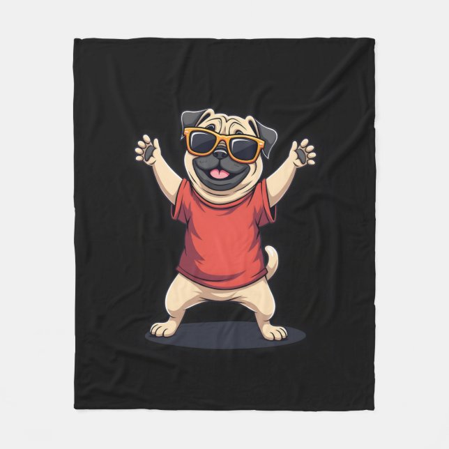 Funny Dabbing Dab Mops Hunde Tiere Tanz Tier Welpe Fleecedecke (Vorderseite)