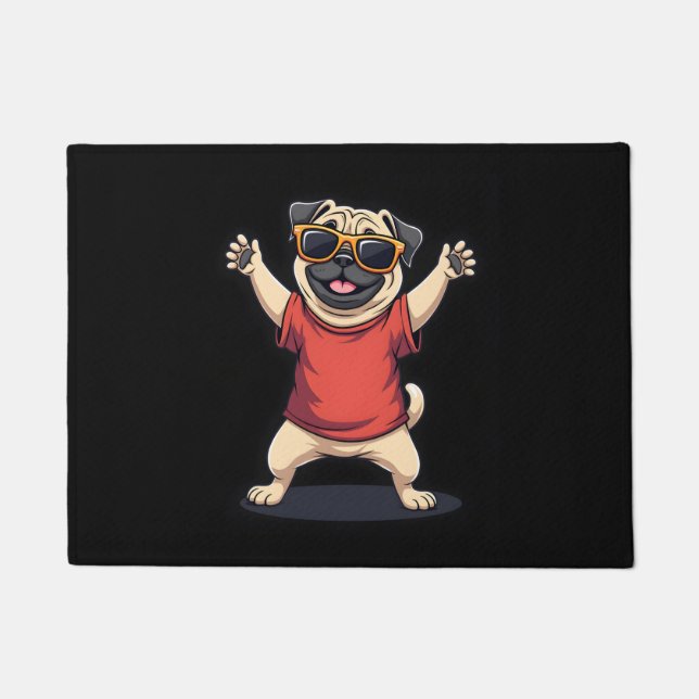 Funny Dabbing Dab Mops Hunde Tiere Tanz Tier Welpe Fußmatte (Vorderseite)