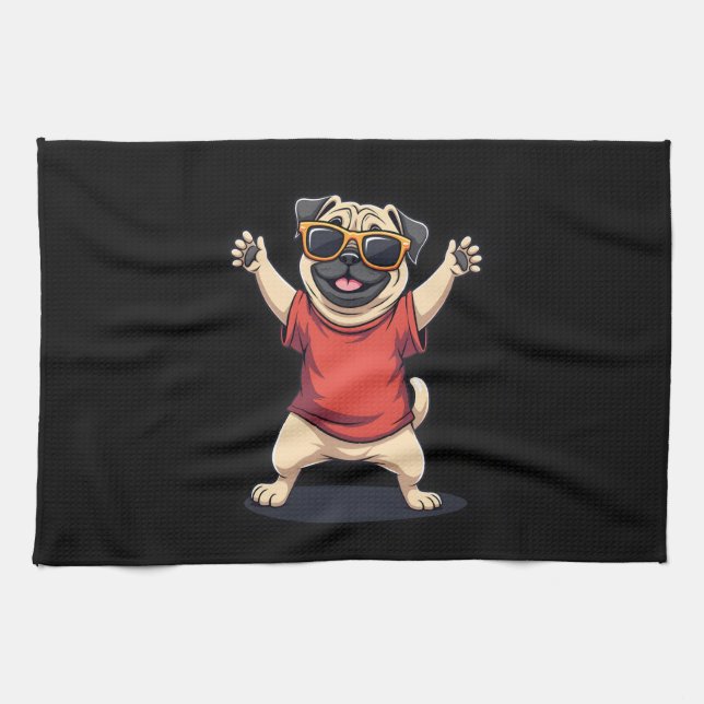 Funny Dabbing Dab Mops Hunde Tiere Tanz Tier Welpe Geschirrtuch (Horizontal)