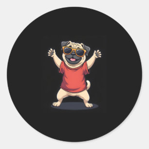 Funny Dabbing Dab Mops Hunde Tiere Tanz Tier Welpe Runder Aufkleber