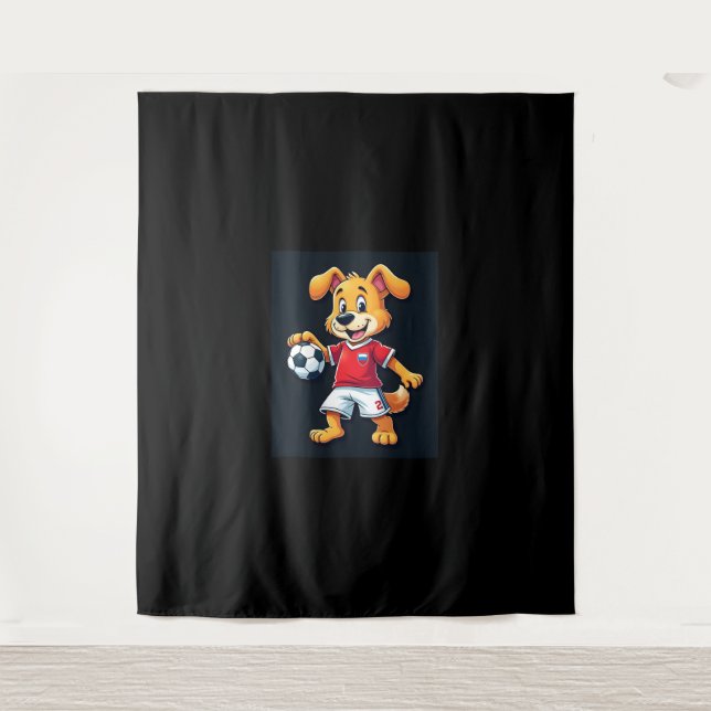Funny Dabbing Dog Russland Fußball Jersey Russisch Wandteppich (Vorderseite)