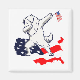 Funny Dabbing Great Pyrenäen auf der amerikanische Magnet