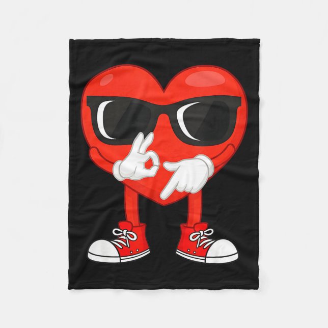 Funny Dabbing Heart Valentines Day 67 Six Seven Lo Fleecedecke (Vorderseite)