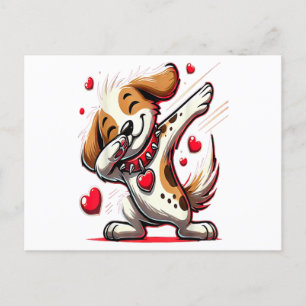Funny Dabbing Hund Herz Valentine's Day Geschenke  Postkarte