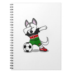 Funny Dabbing Husky Dog Kenya Football - Kenyan Fl Notizblock