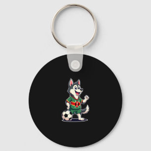 Funny Dabbing Husky Dog Kenya Football - Kenyan Fl Schlüsselanhänger