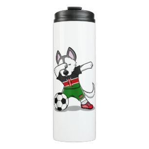 Funny Dabbing Husky Dog Kenya Football - Kenyan Fl Thermosbecher