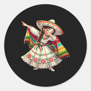 Funny Dabbing Mexican Poncho Sombrero Cinco De May Runder Aufkleber