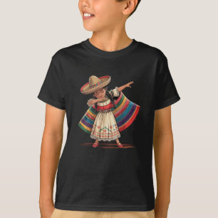 Funny Dabbing Mexican Poncho Sombrero Cinco De May T-Shirt