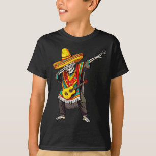 Funny Dabbing Mexican Skeleton Poncho Cinco De May T-Shirt