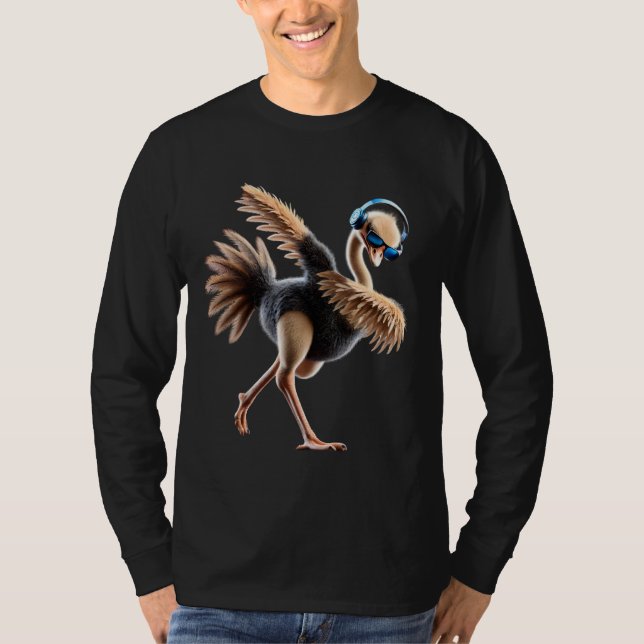 Funny Dabbing Ostrich Bird Lover Dab Vogelbeobacht T-Shirt (Vorderseite)