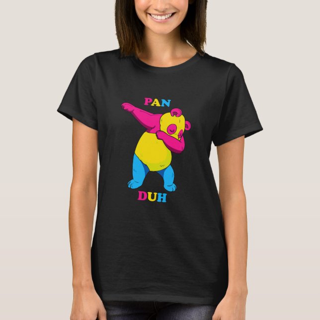 Funny Dabbing Pan Duh Panda Pansexual Pride Flag L T-Shirt (Vorderseite)