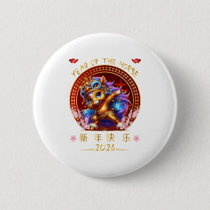 Funny Dabbing Pferd Chinesisch Zodiaka Jahr der St Button
