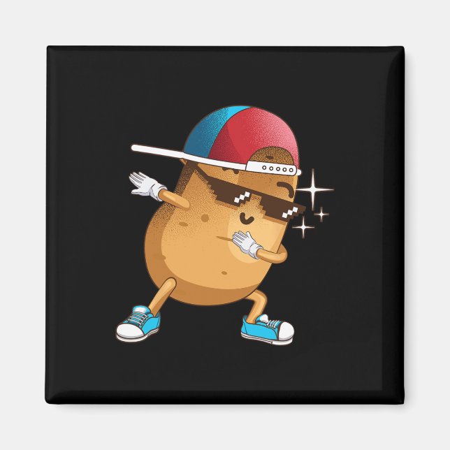 Funny Dabbing Potato Geschenk Coole Tanzspuden Ang Magnet (Vorne)