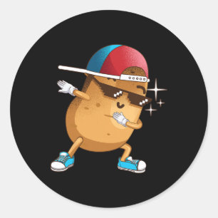 Funny Dabbing Potato Geschenk Coole Tanzspuden Ang Runder Aufkleber