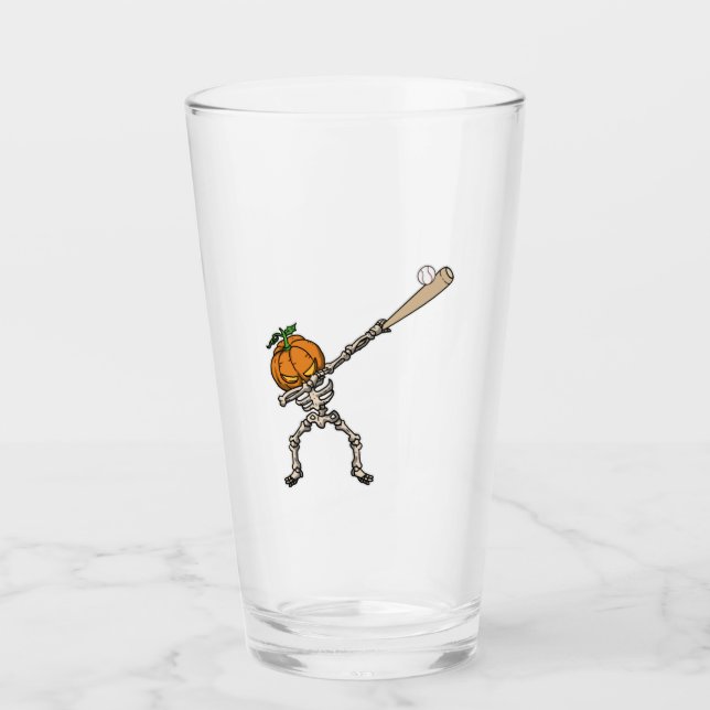 Funny Dabbing Pumpkin Head Baseball Gift Idea Glas (Vorderseite)