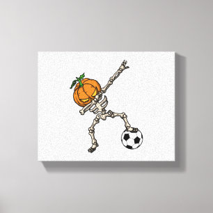 Funny Dabbing Pumpkin Head Soccer Geschenk Idee Leinwanddruck