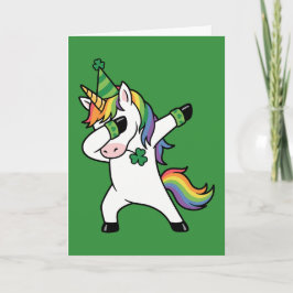 Funny Dabbing Rainbow Unicorn St Patricks Day Karte