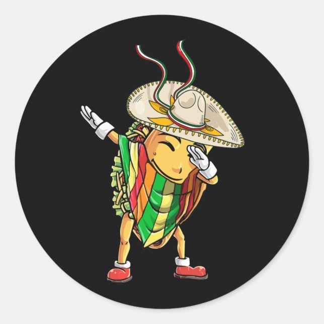 Funny Dabbing Taco Poncho Sombrero Cinco De Mayo F Runder Aufkleber (Vorderseite)