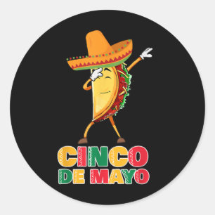 Funny Dabbing Taco Sombrero Kinder Party Fiesta Ci Runder Aufkleber
