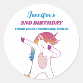 Funny Dabbing Unicorn Kindergeburtstag Gastgeschen Runder Aufkleber