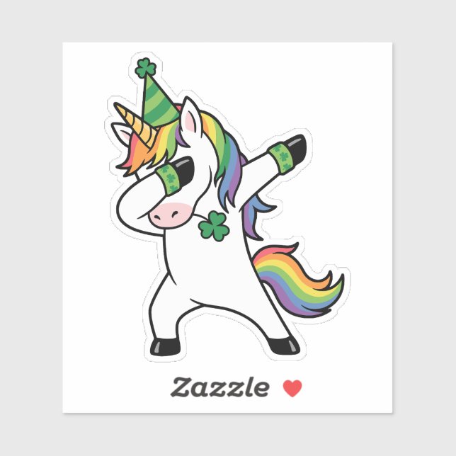 Funny Dabbing Unicorn Rainbow St Patricks Day Aufkleber (Blatt)