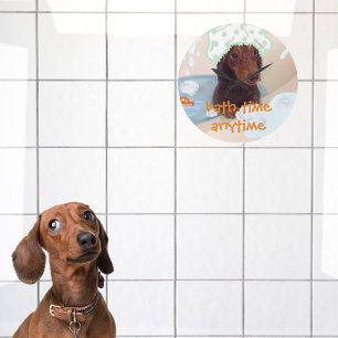 Funny dachshund chien baignoire murale horloge