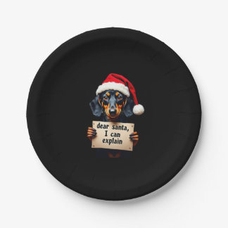 Funny Dachshund Christmas Dear Santa I Can Explain Pappteller