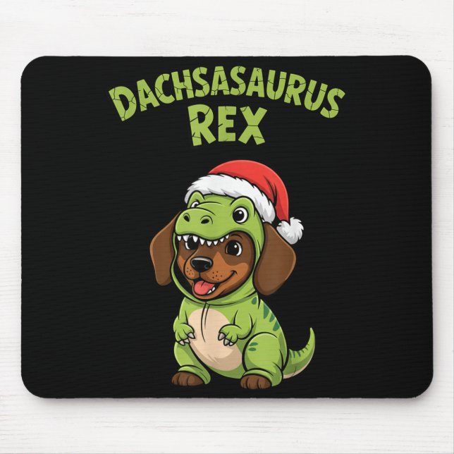 Funny Dachshund Dog T-rex Costume Christmas Kids B Mousepad (Vorne)