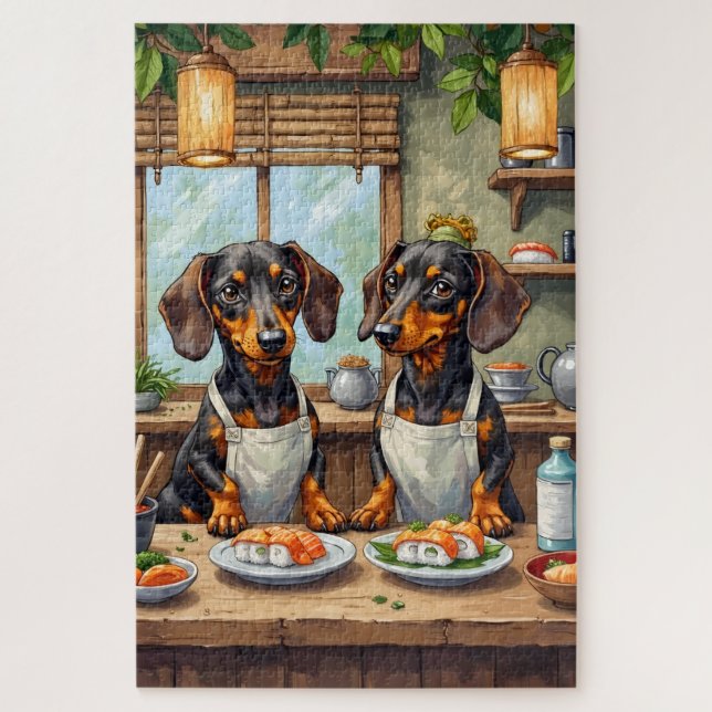Funny Dachshund Sushi Bar Dog Lover Art (Vertikal)