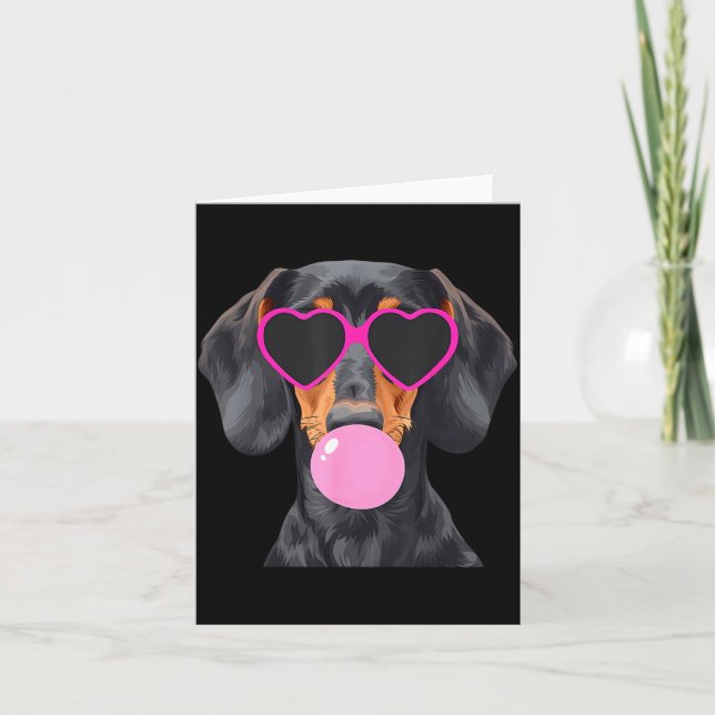 Funny Dachshund Wearing Gles And Blowing Nk Bubble Karte (Vorderseite)