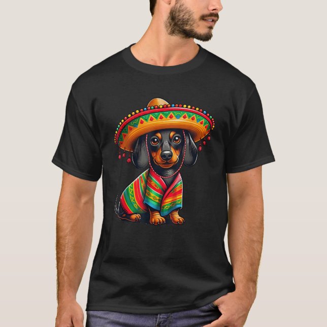 Funny Dackel Cinco De Mayo Niedlicher mexikanische T-Shirt (Vorderseite)