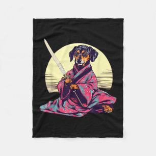 Funny Dackel Dackel Hund Japanisch Tattoo Ukiyoe Fleecedecke