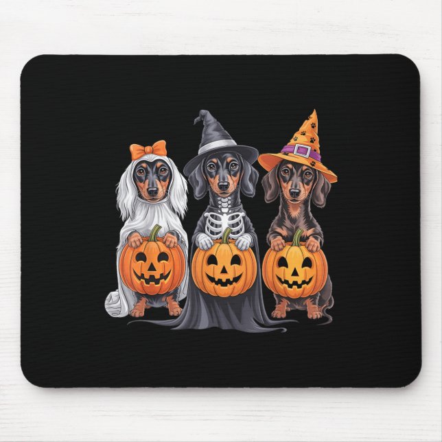Funny Dackel Halloween Pumpkin Würstchen Dog Skele Mousepad (Vorne)