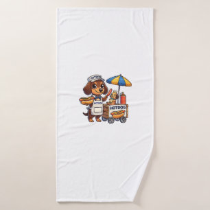 Funny Dackel Hund Dackel Wurst Hotdog Sandwich Badehandtuch