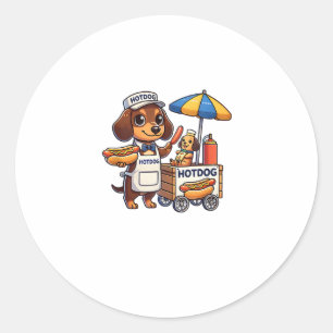 Funny Dackel Hund Dackel Wurst Hotdog Sandwich Runder Aufkleber