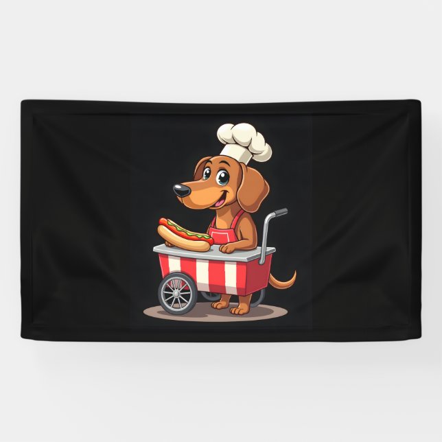 Funny Dackel Hund Hotdog Sandwich Würstchen Wurst Banner (Horizontal)