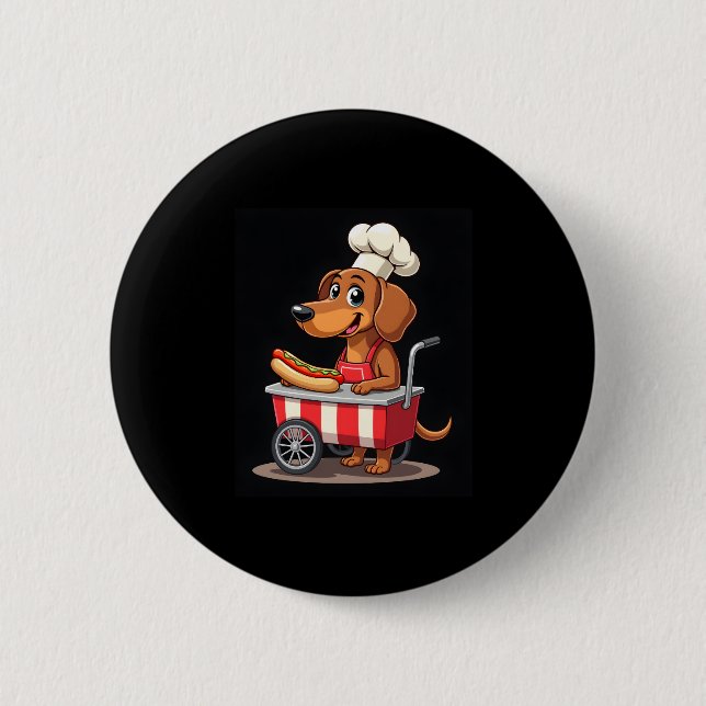 Funny Dackel Hund Hotdog Sandwich Würstchen Wurst Button (Vorderseite)