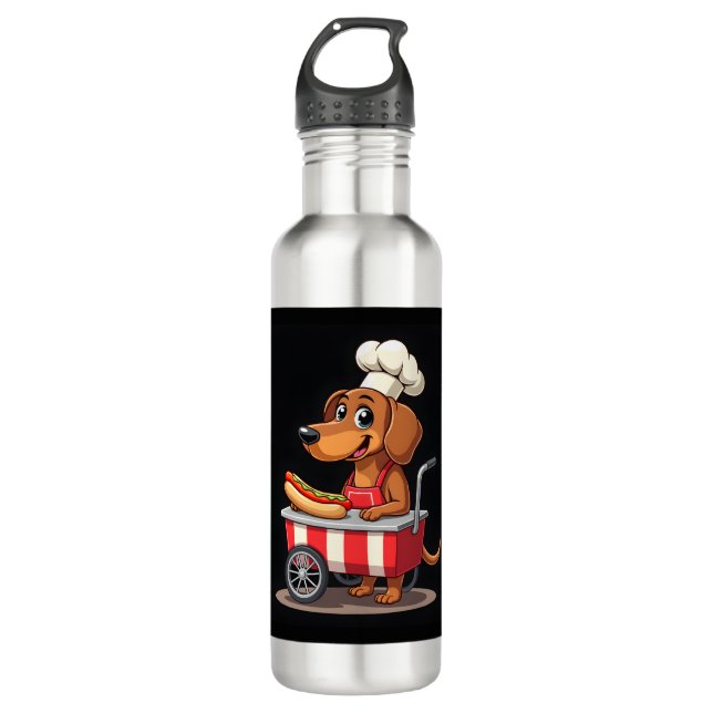 Funny Dackel Hund Hotdog Sandwich Würstchen Wurst Edelstahlflasche (Vorderseite)