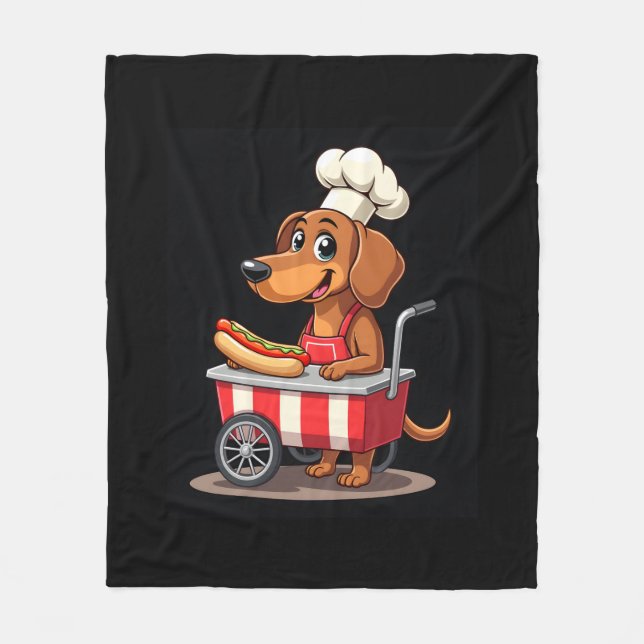 Funny Dackel Hund Hotdog Sandwich Würstchen Wurst Fleecedecke (Vorderseite)