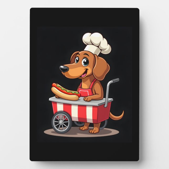 Funny Dackel Hund Hotdog Sandwich Würstchen Wurst Fotoplatte (Vorderseite)