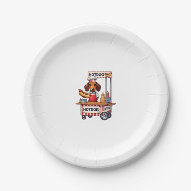 Funny Dackel Hund Hotdog Sandwich Würstchen Wurst Pappteller (Vorderseite)