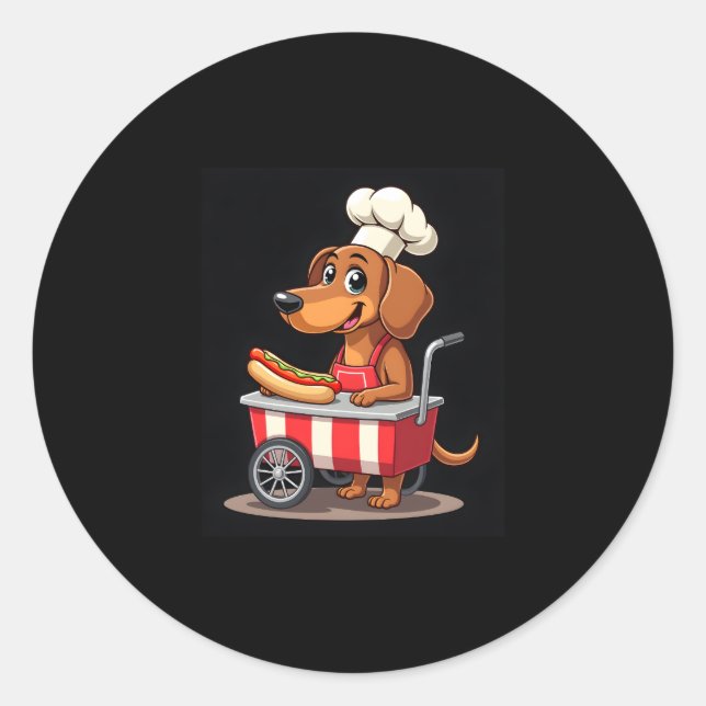 Funny Dackel Hund Hotdog Sandwich Würstchen Wurst Runder Aufkleber (Vorderseite)