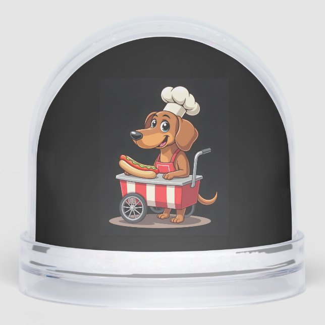 Funny Dackel Hund Hotdog Sandwich Würstchen Wurst Schneekugeln (Vorderseite)